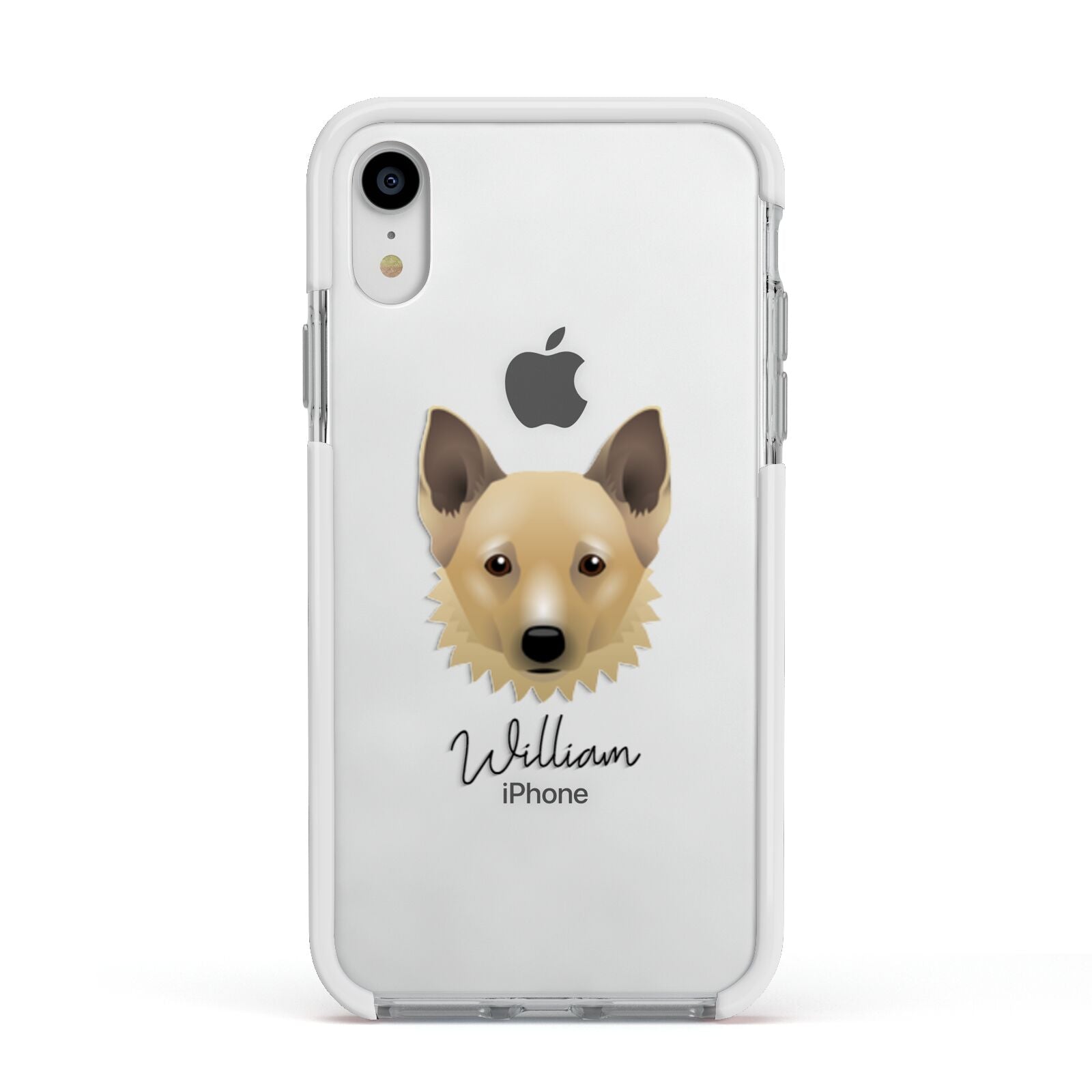 Canadian Eskimo Dog Personalised Apple iPhone XR Impact Case White Edge on Silver Phone