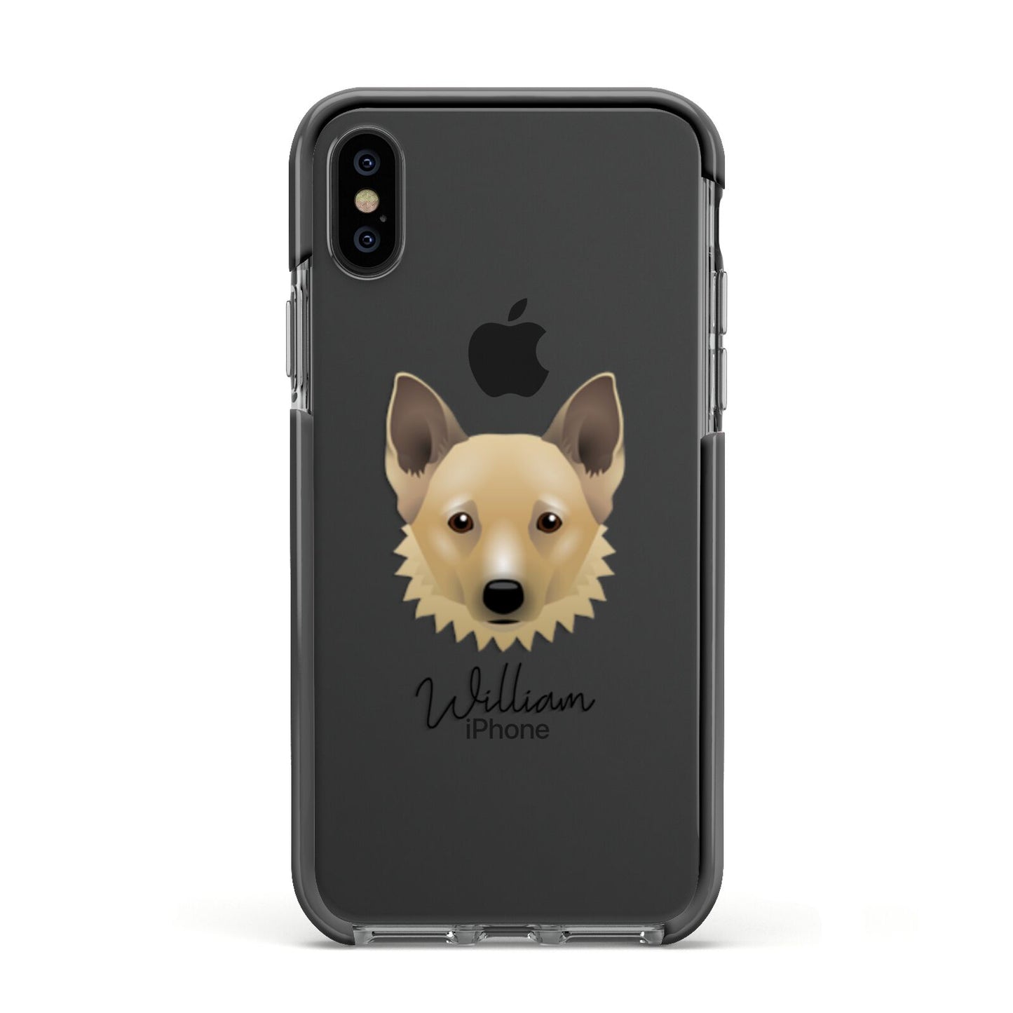 Canadian Eskimo Dog Personalised Apple iPhone Xs Impact Case Black Edge on Black Phone