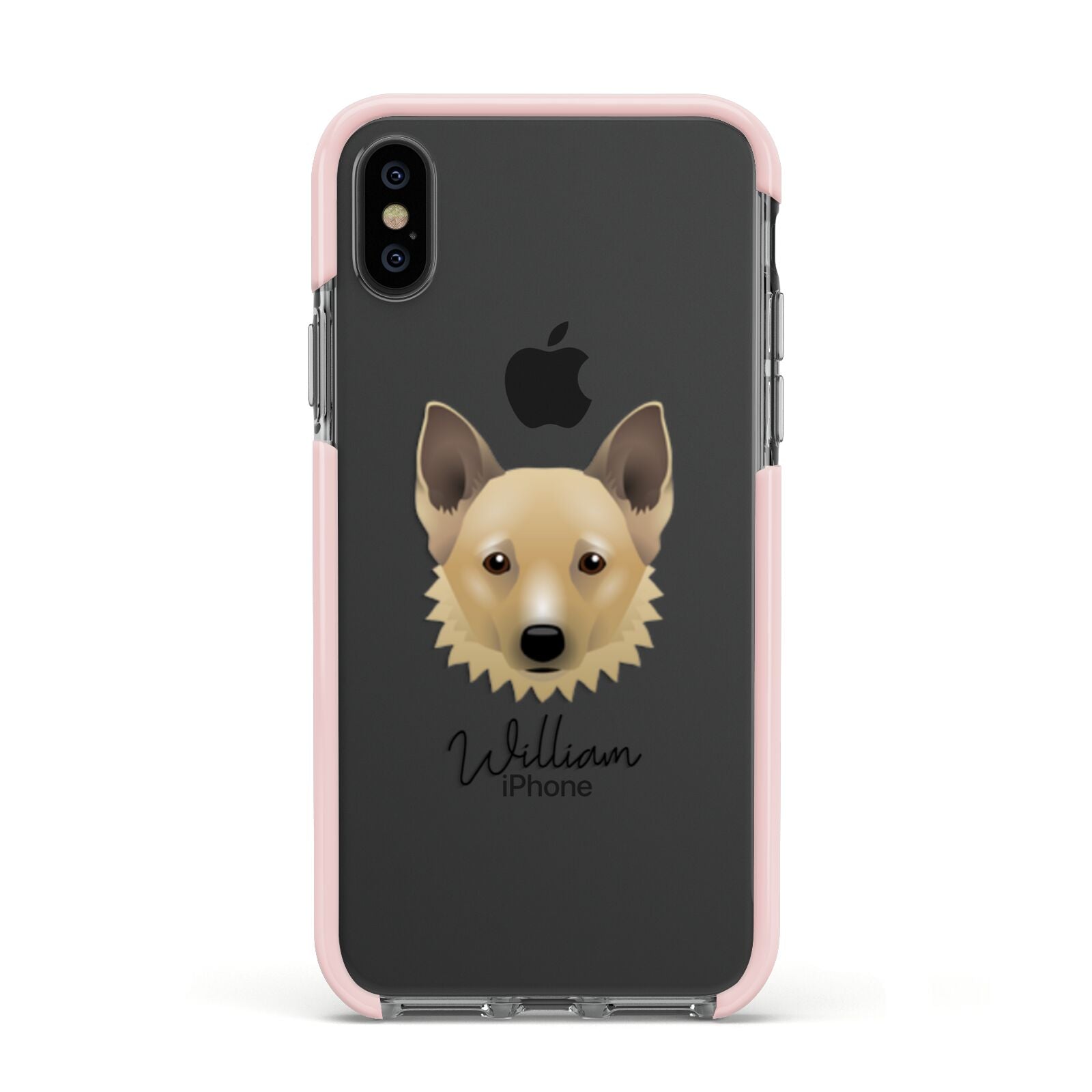 Canadian Eskimo Dog Personalised Apple iPhone Xs Impact Case Pink Edge on Black Phone
