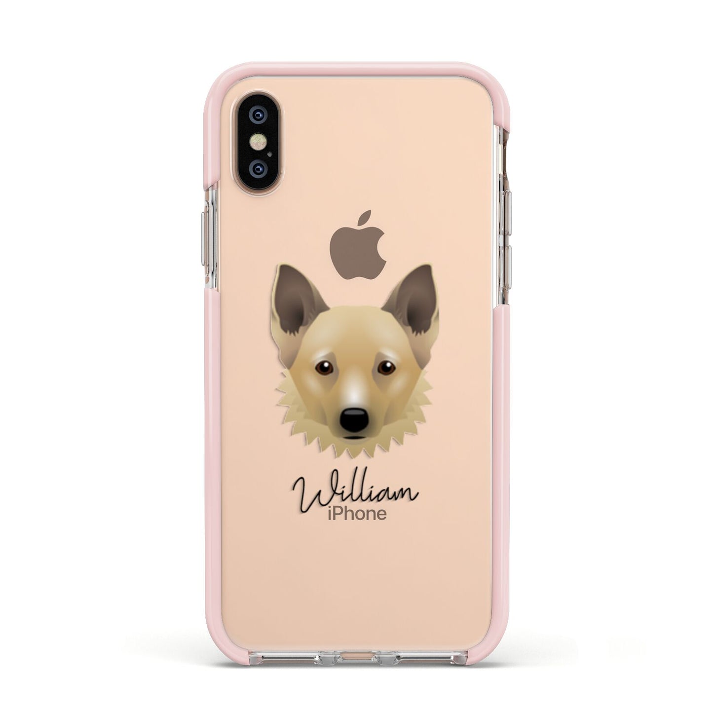 Canadian Eskimo Dog Personalised Apple iPhone Xs Impact Case Pink Edge on Gold Phone