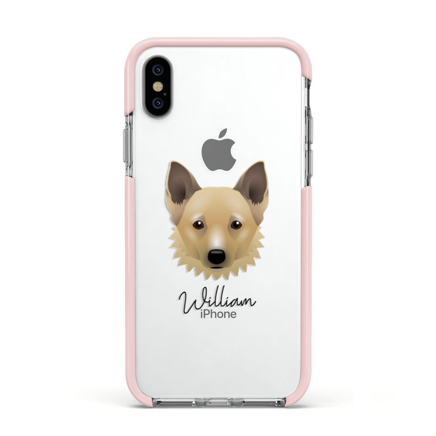 Canadian Eskimo Dog Personalised Apple iPhone Xs Impact Case Pink Edge on Silver Phone