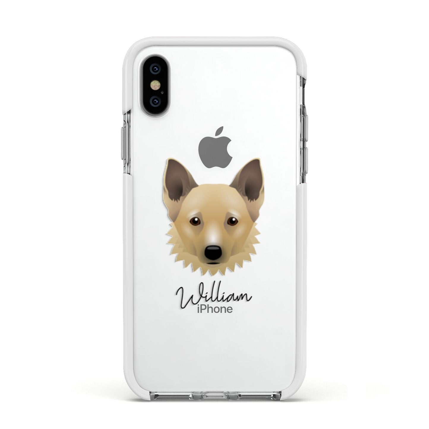 Canadian Eskimo Dog Personalised Apple iPhone Xs Impact Case White Edge on Silver Phone