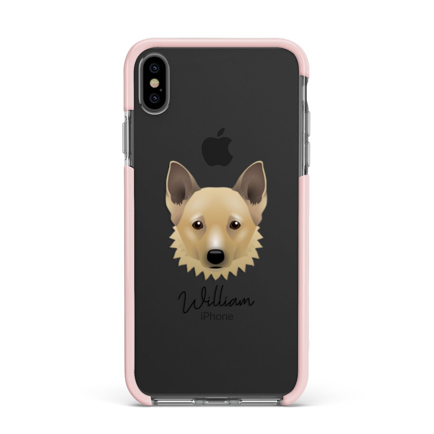 Canadian Eskimo Dog Personalised Apple iPhone Xs Max Impact Case Pink Edge on Black Phone