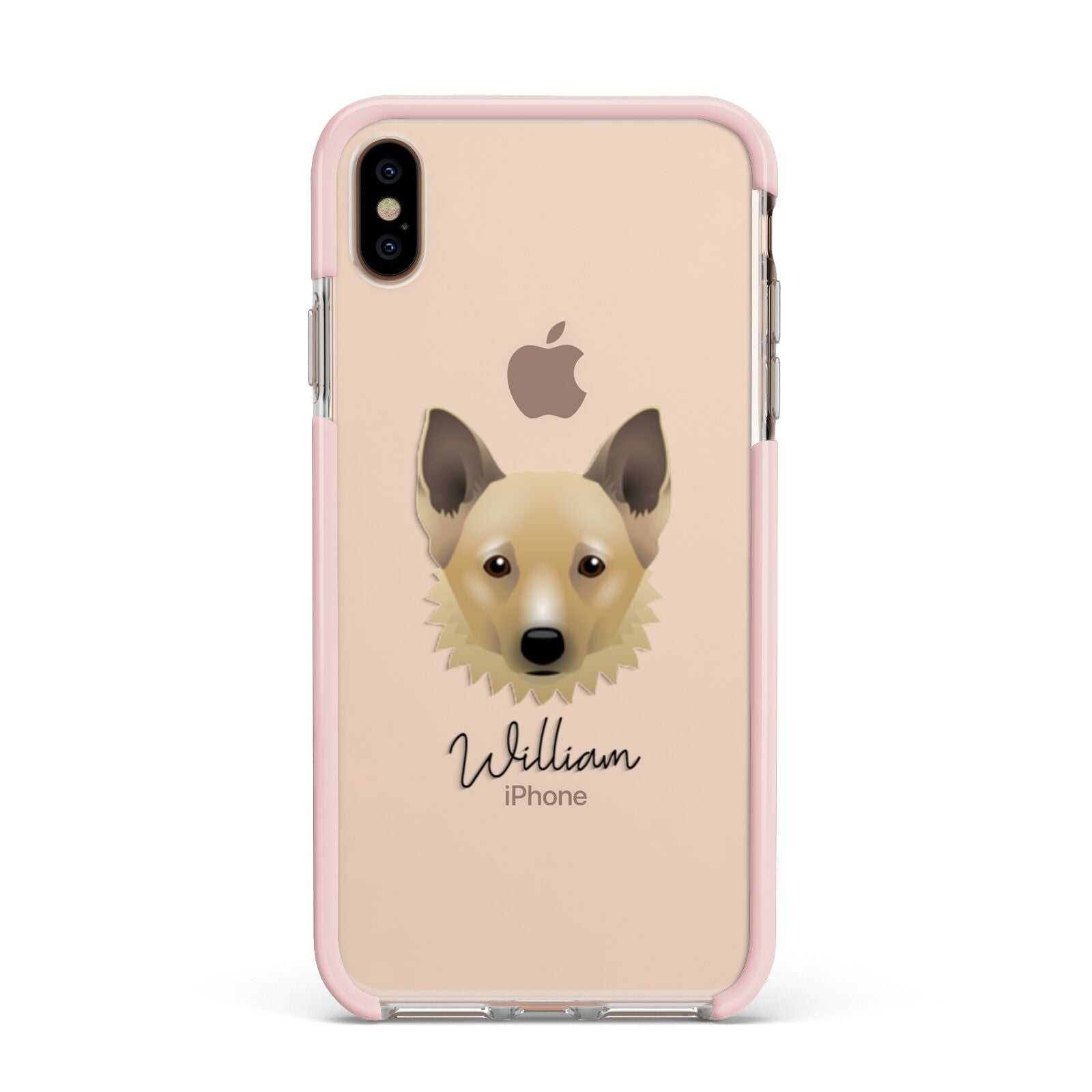 Canadian Eskimo Dog Personalised Apple iPhone Xs Max Impact Case Pink Edge on Gold Phone