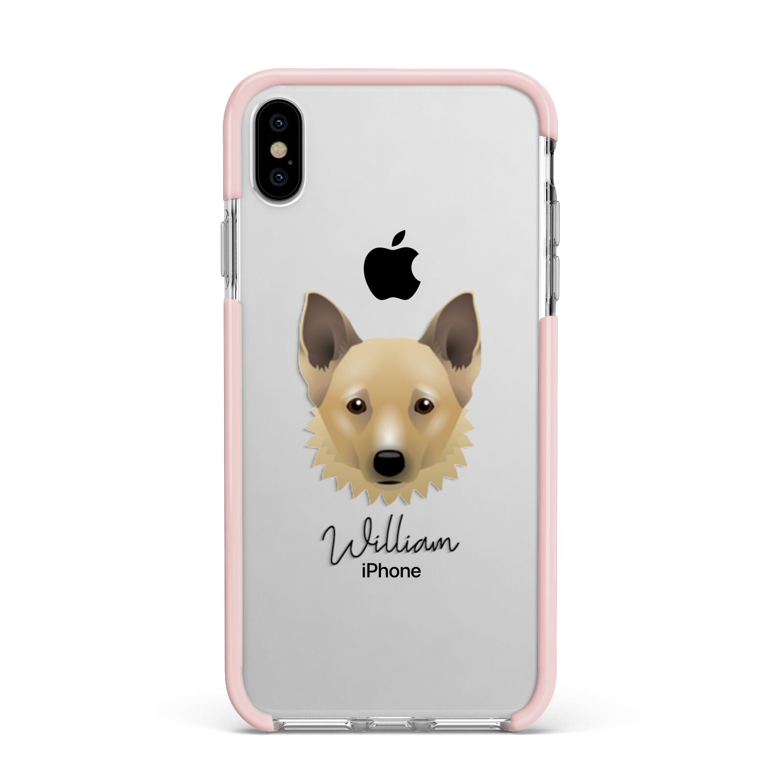 Canadian Eskimo Dog Personalised Apple iPhone Xs Max Impact Case Pink Edge on Silver Phone
