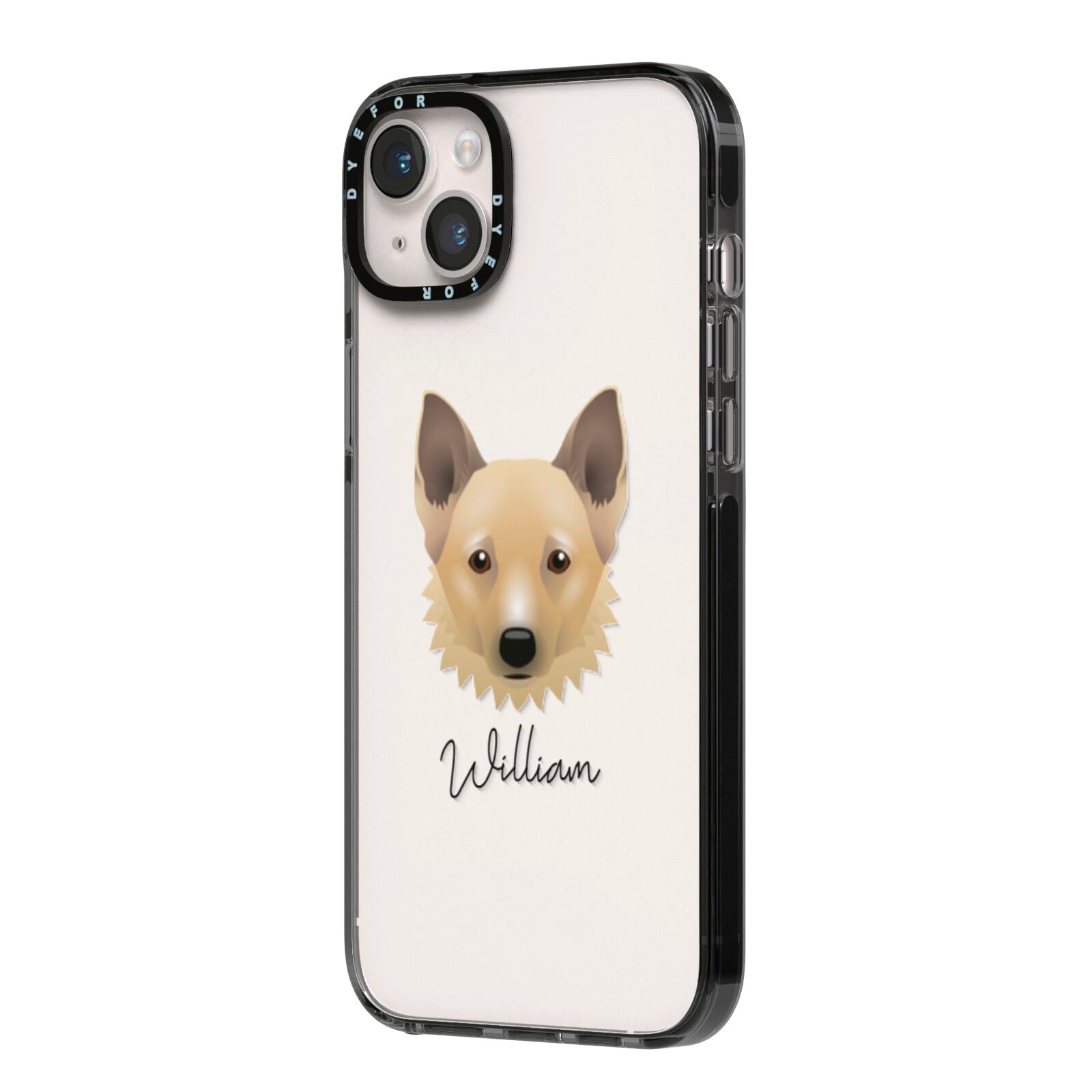 Canadian Eskimo Dog Personalised iPhone 14 Plus Black Impact Case Side Angle on Silver phone