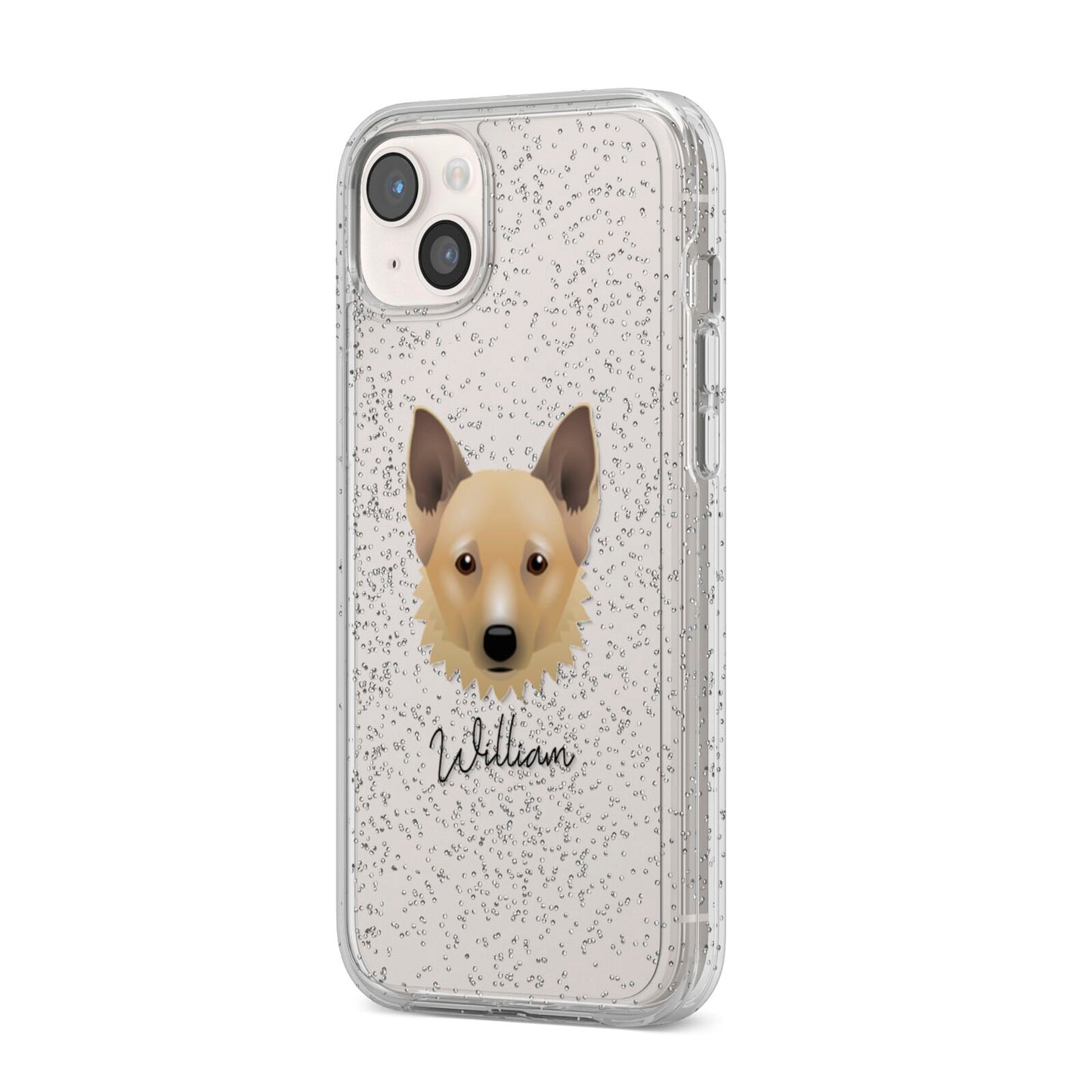 Canadian Eskimo Dog Personalised iPhone 14 Plus Glitter Tough Case Starlight Angled Image