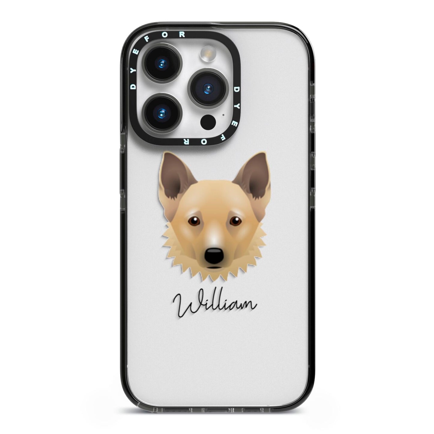 Canadian Eskimo Dog Personalised iPhone 14 Pro Black Impact Case on Silver phone