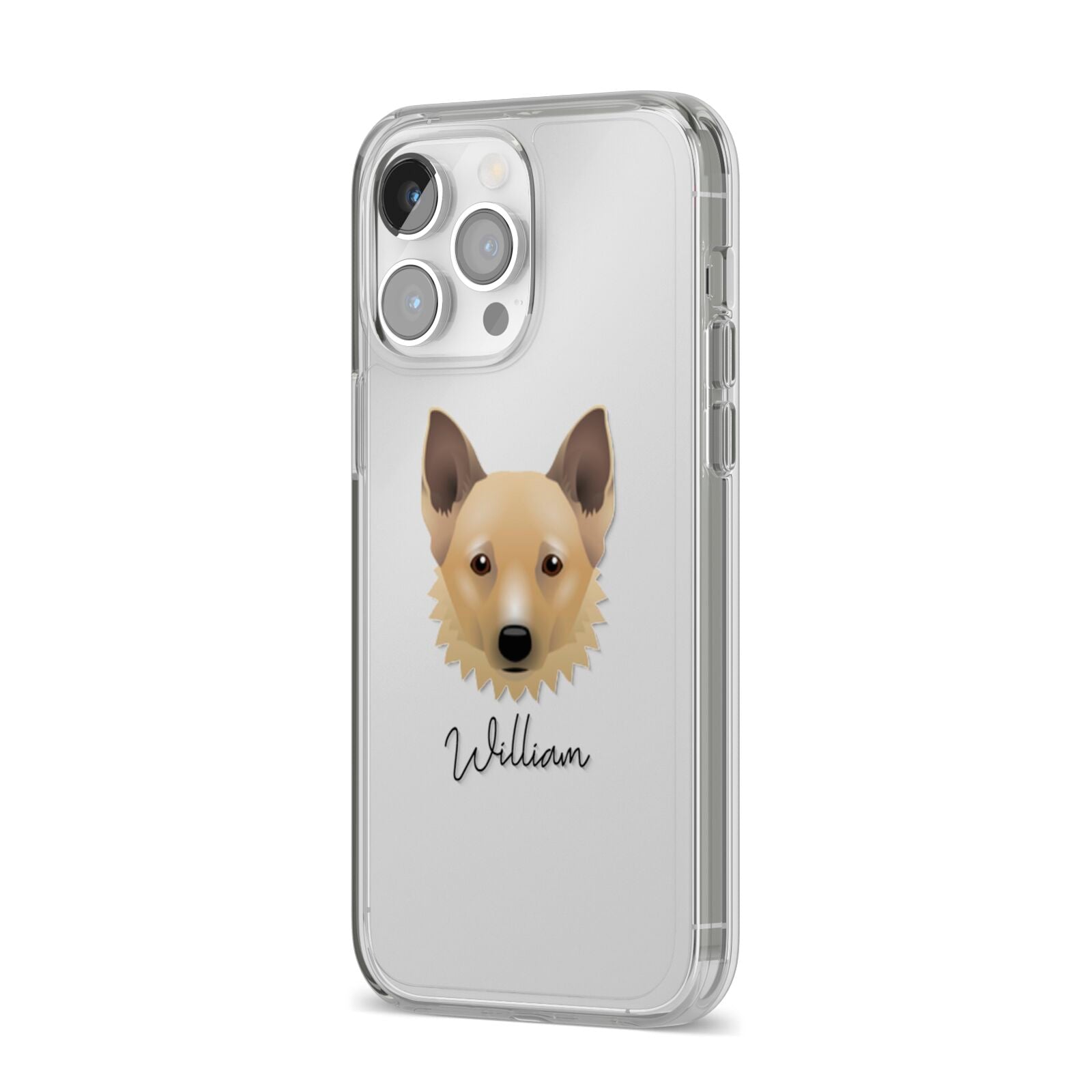 Canadian Eskimo Dog Personalised iPhone 14 Pro Max Clear Tough Case Silver Angled Image