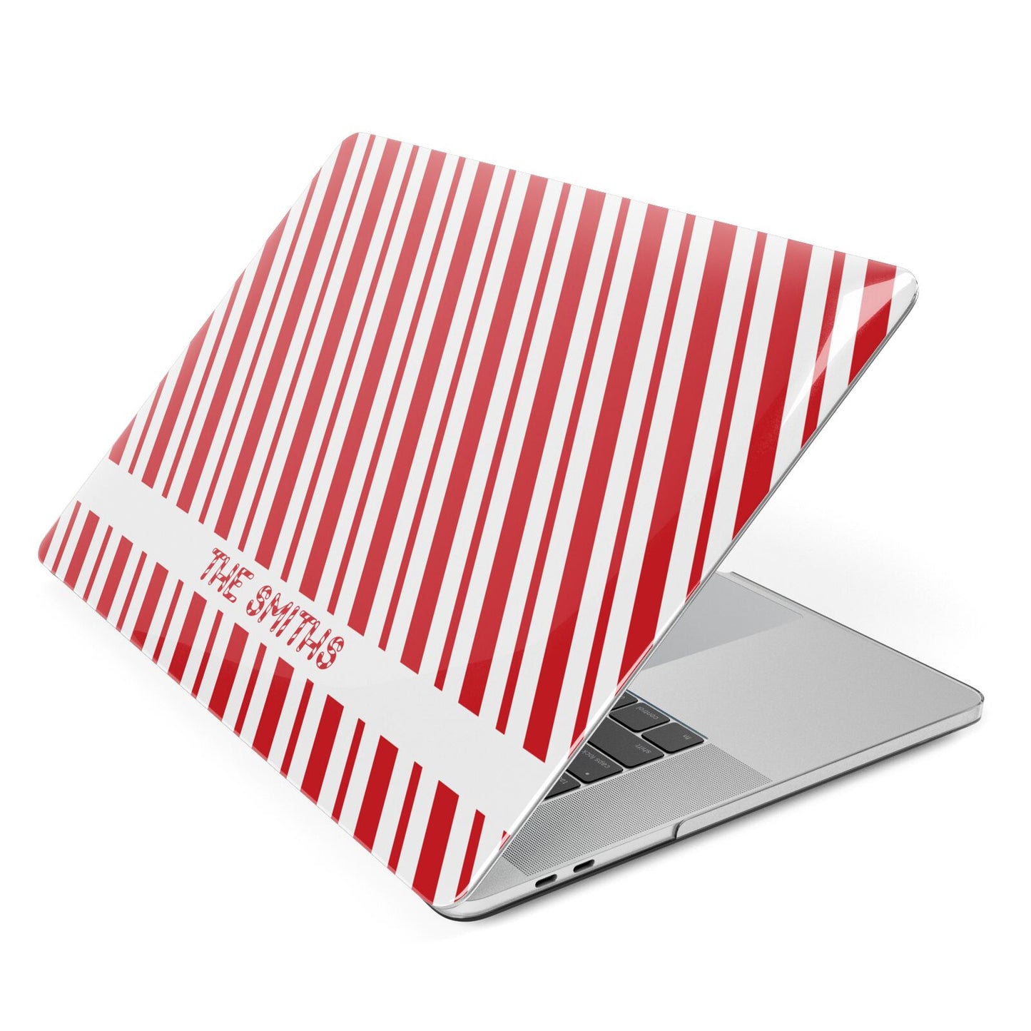 Candy Cane Personalised Apple MacBook Case Side View