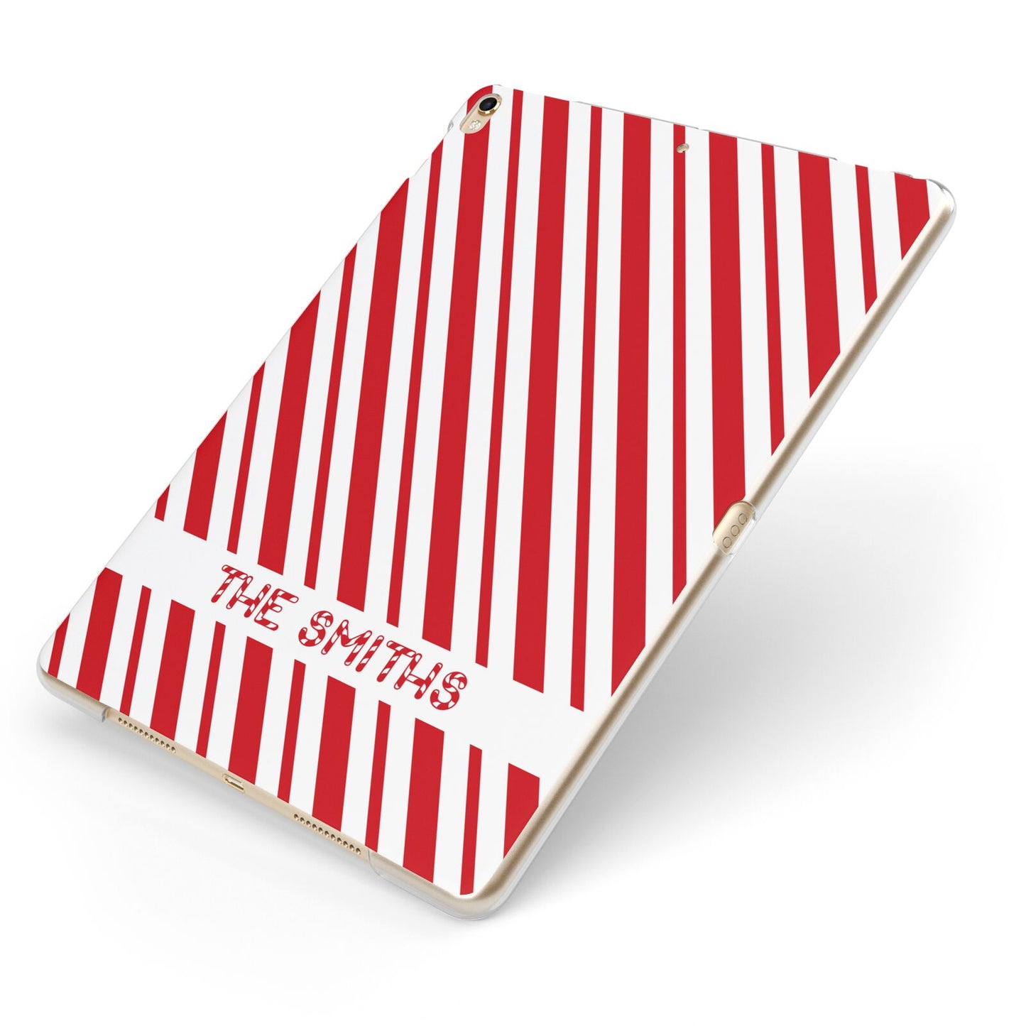 Candy Cane Personalised Apple iPad Case on Gold iPad Side View