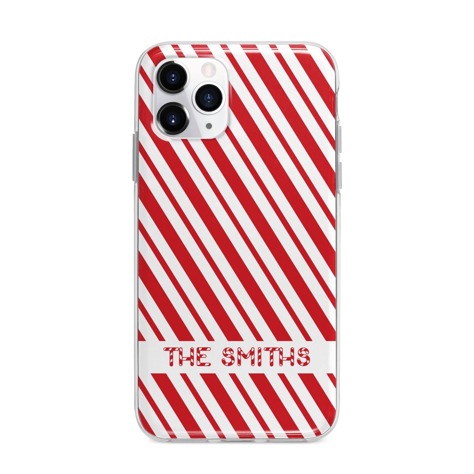 Candy Cane Personalised Apple iPhone 11 Pro Max in Silver with Bumper Case