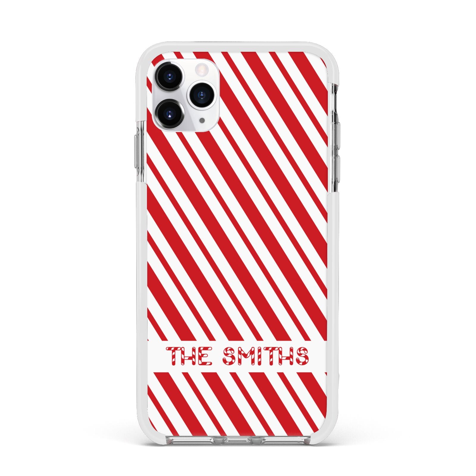 Candy Cane Personalised Apple iPhone 11 Pro Max in Silver with White Impact Case