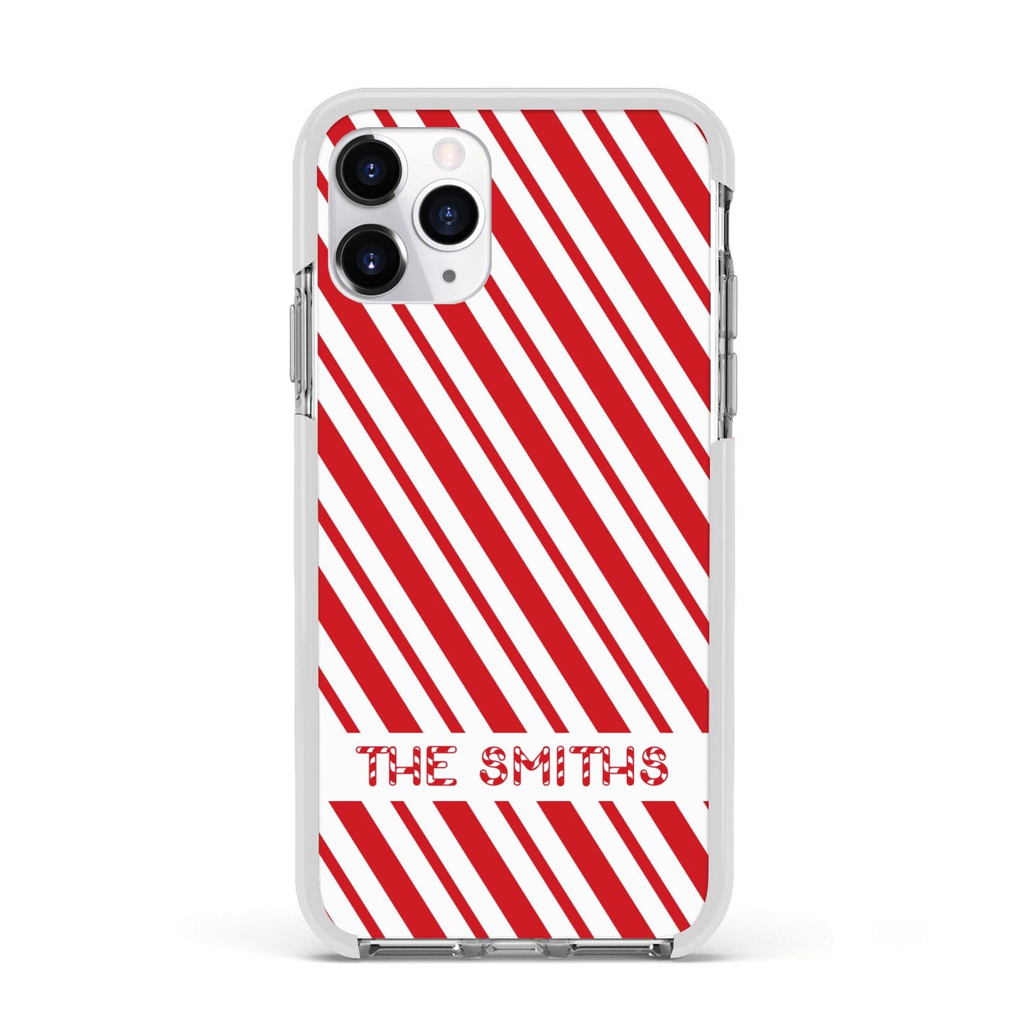 Candy Cane Personalised Apple iPhone 11 Pro in Silver with White Impact Case