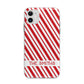 Candy Cane Personalised Apple iPhone 11 in White with Bumper Case