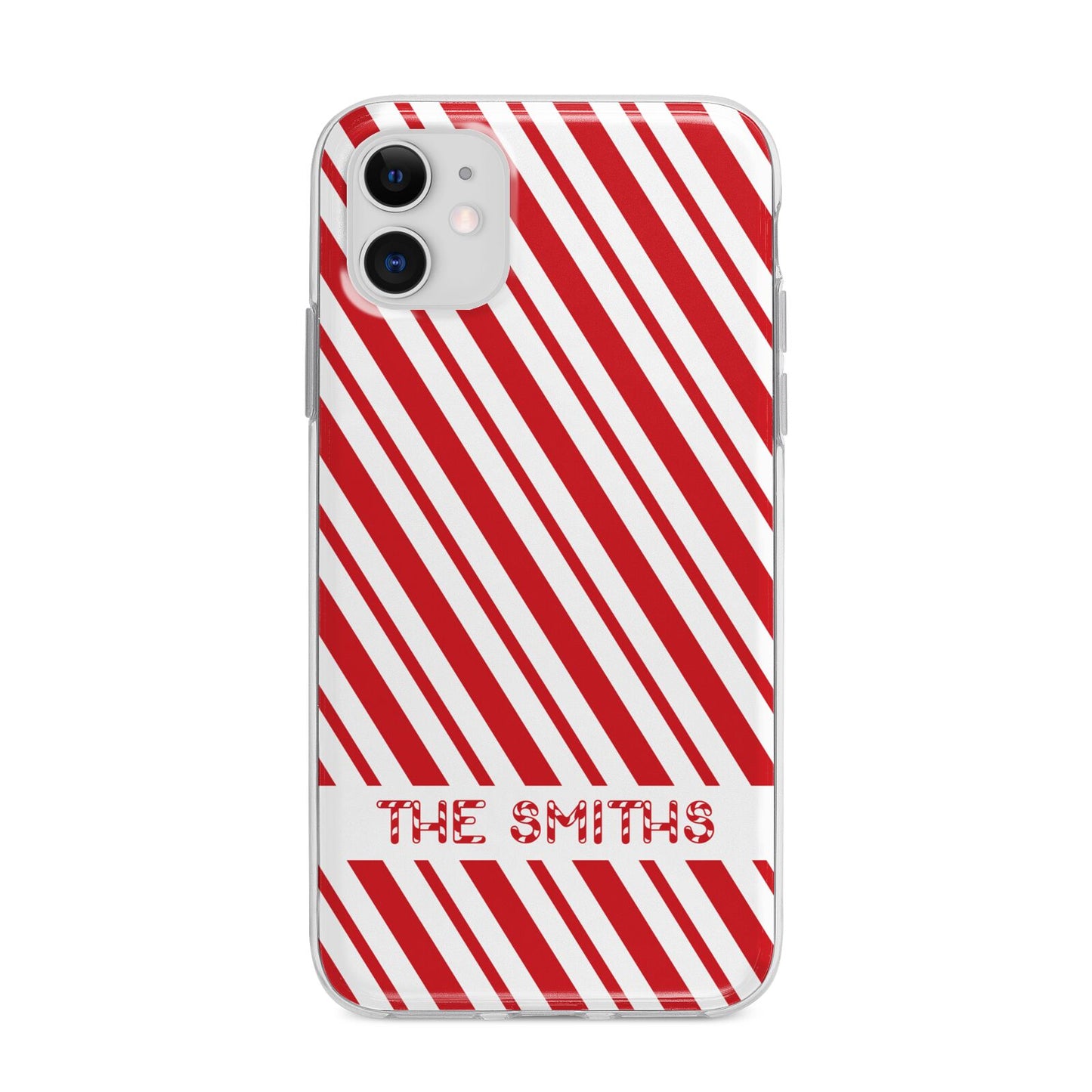 Candy Cane Personalised Apple iPhone 11 in White with Bumper Case