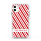 Candy Cane Personalised Apple iPhone 11 in White with White Impact Case