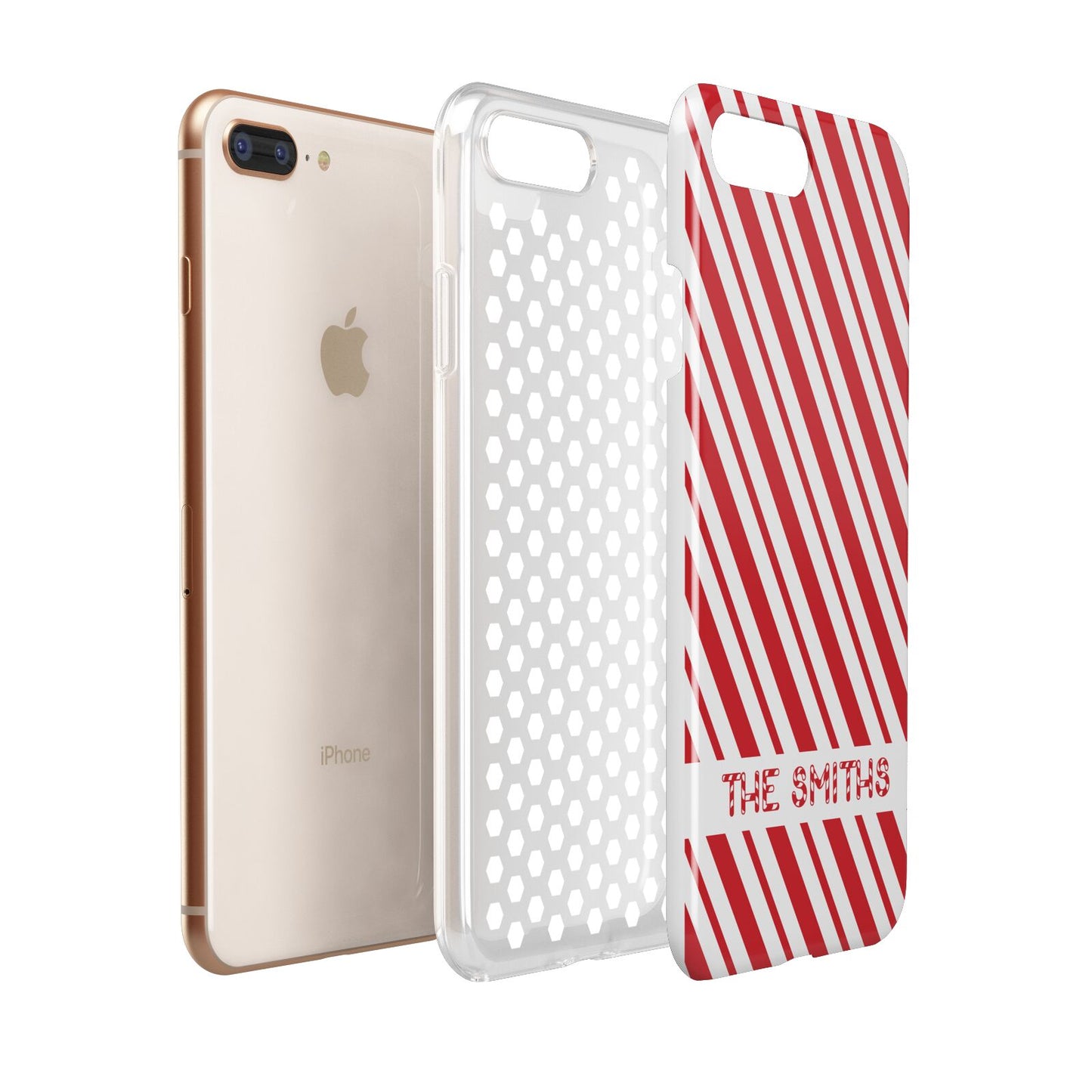 Candy Cane Personalised Apple iPhone 7 8 Plus 3D Tough Case Expanded View