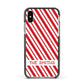 Candy Cane Personalised Apple iPhone Xs Impact Case Black Edge on Silver Phone