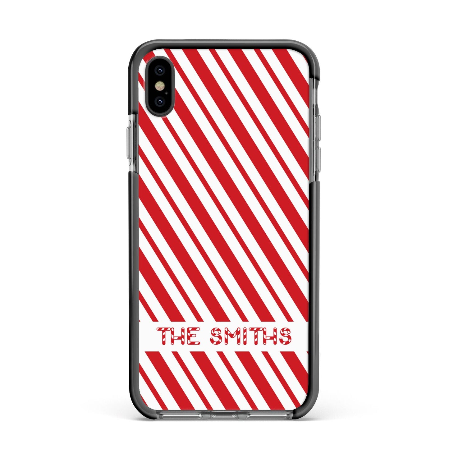 Candy Cane Personalised Apple iPhone Xs Max Impact Case Black Edge on Black Phone