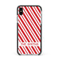 Candy Cane Personalised Apple iPhone Xs Max Impact Case Black Edge on Silver Phone