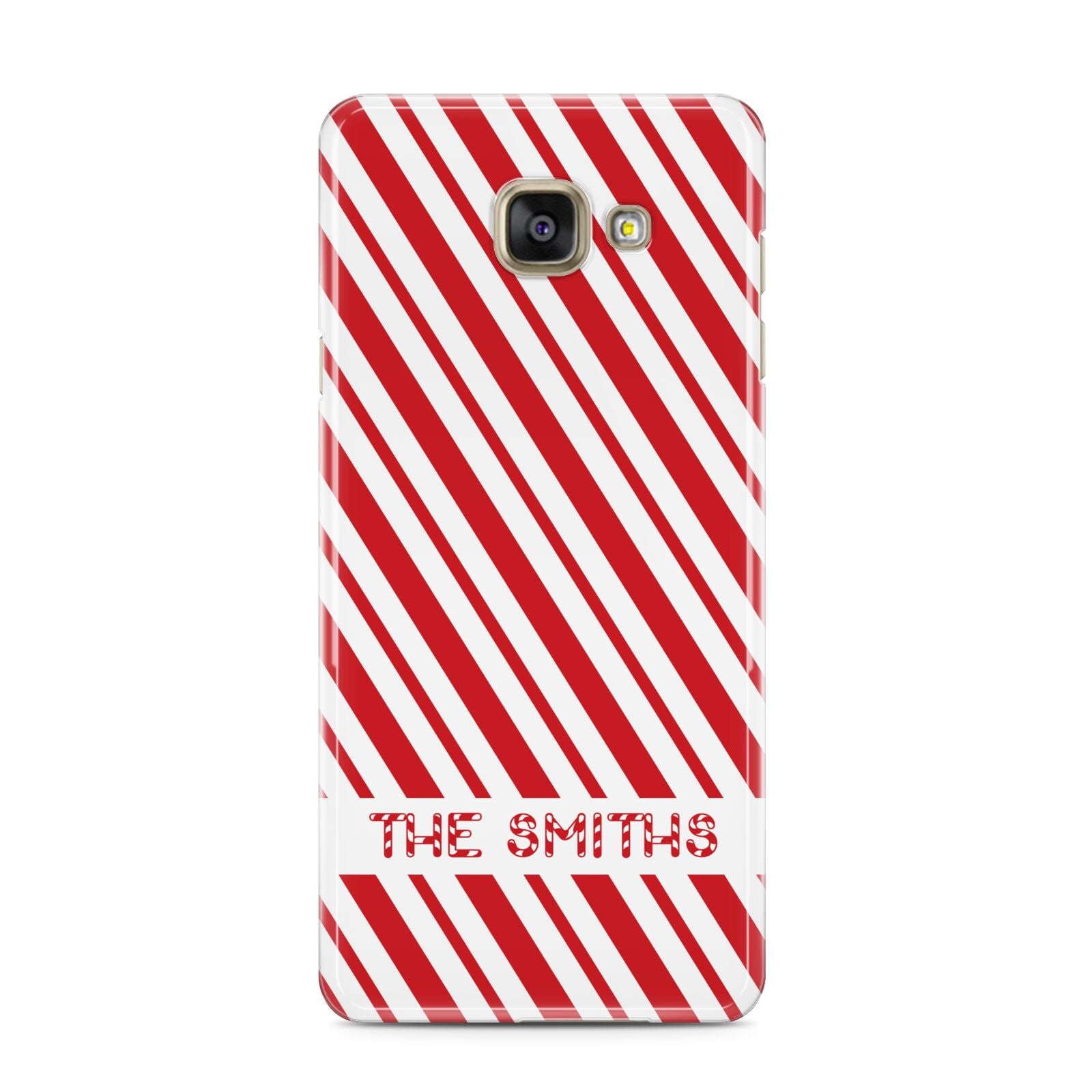 Candy Cane Personalised Samsung Galaxy A3 2016 Case on gold phone