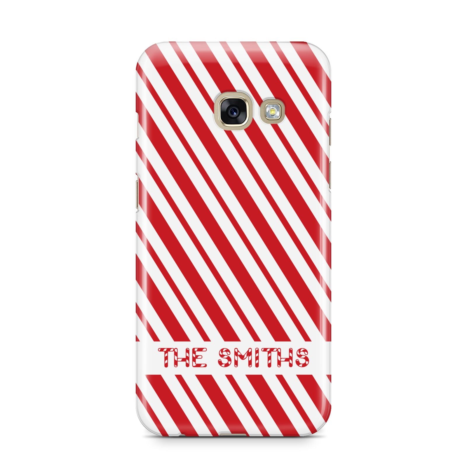 Candy Cane Personalised Samsung Galaxy A3 2017 Case on gold phone