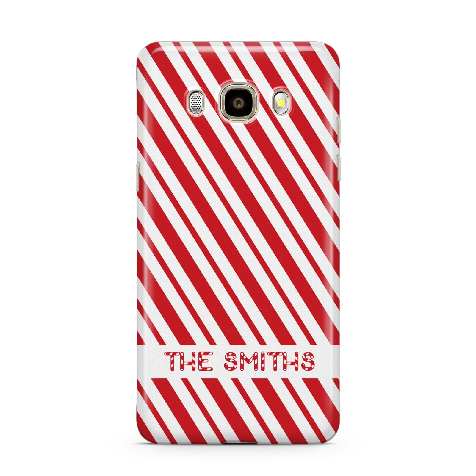 Candy Cane Personalised Samsung Galaxy J7 2016 Case on gold phone