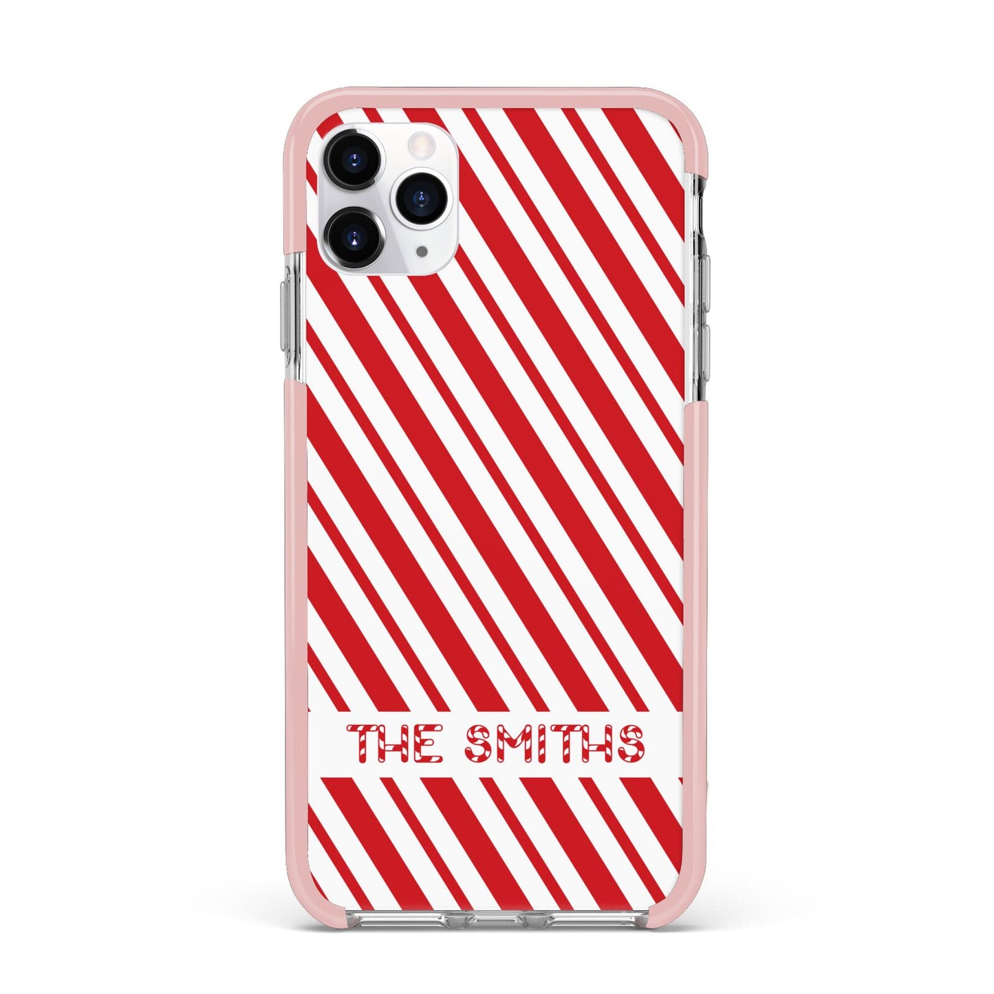 Candy Cane Personalised iPhone 11 Pro Max Impact Pink Edge Case