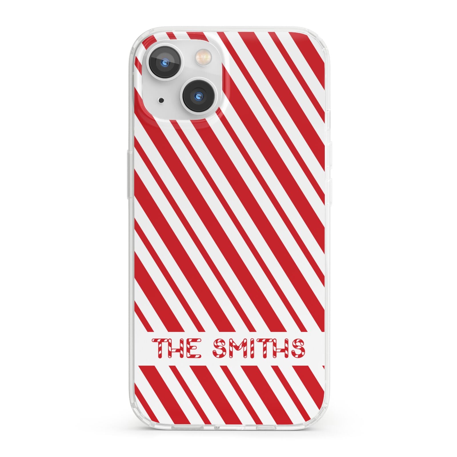 Candy Cane Personalised iPhone 13 Clear Bumper Case