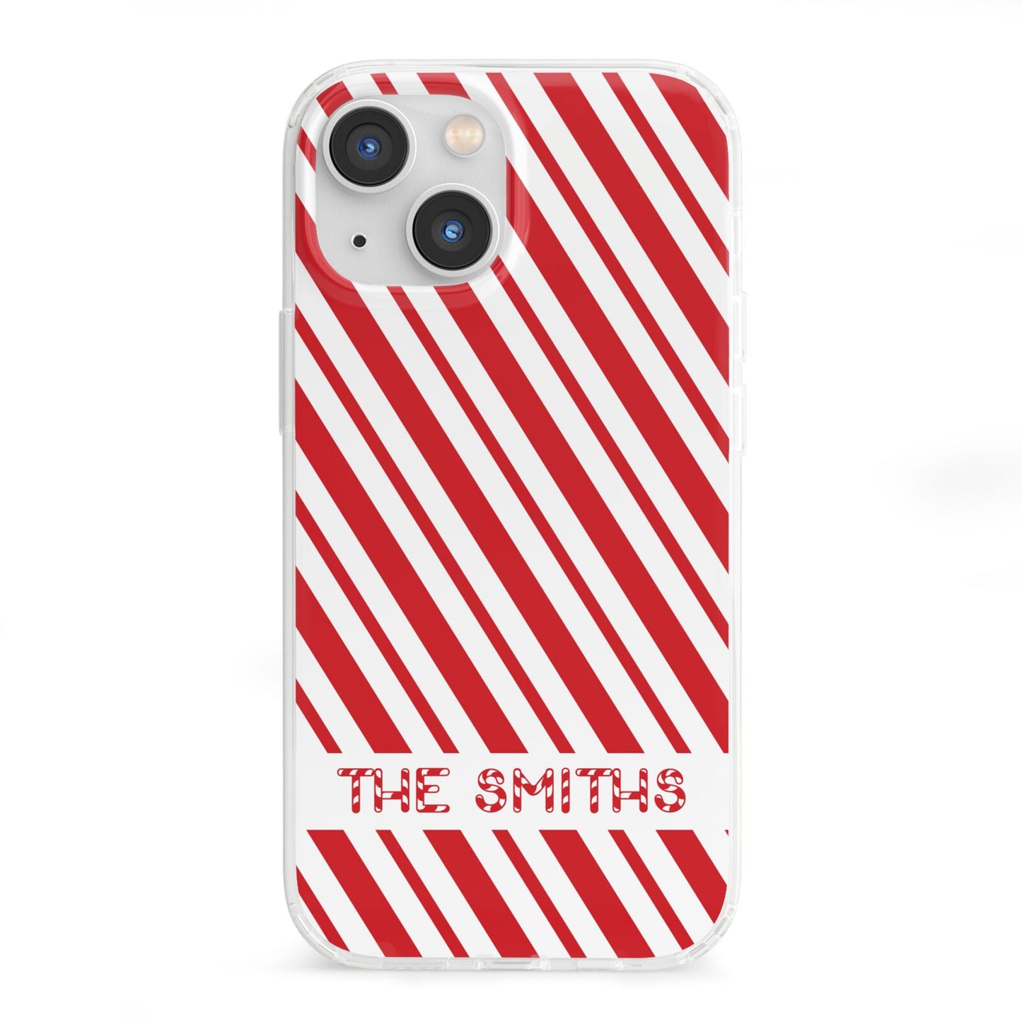 Candy Cane Personalised iPhone 13 Mini Clear Bumper Case