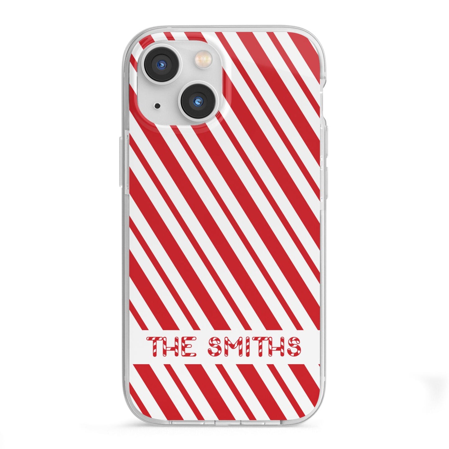 Candy Cane Personalised iPhone 13 Mini TPU Impact Case with White Edges