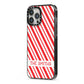 Candy Cane Personalised iPhone 13 Pro Max Black Impact Case Side Angle on Silver phone