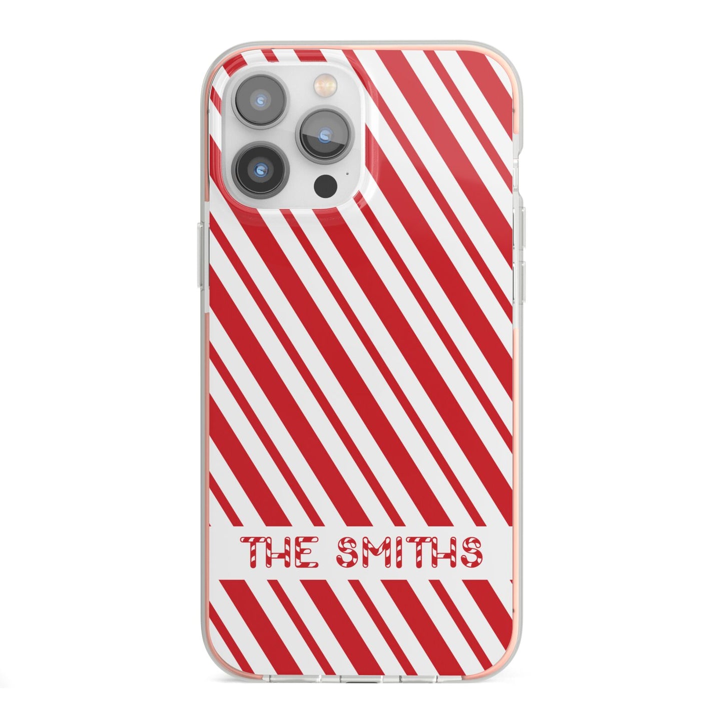 Candy Cane Personalised iPhone 13 Pro Max TPU Impact Case with Pink Edges