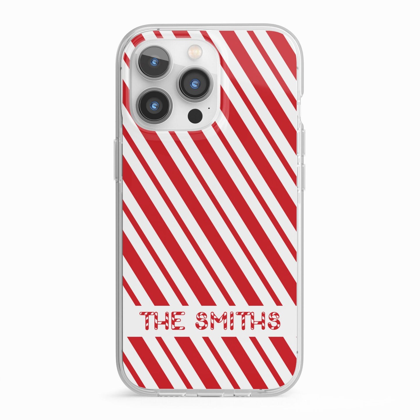 Candy Cane Personalised iPhone 13 Pro TPU Impact Case with White Edges