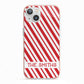 Candy Cane Personalised iPhone 13 TPU Impact Case with Pink Edges