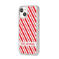 Candy Cane Personalised iPhone 14 Glitter Tough Case Starlight Angled Image