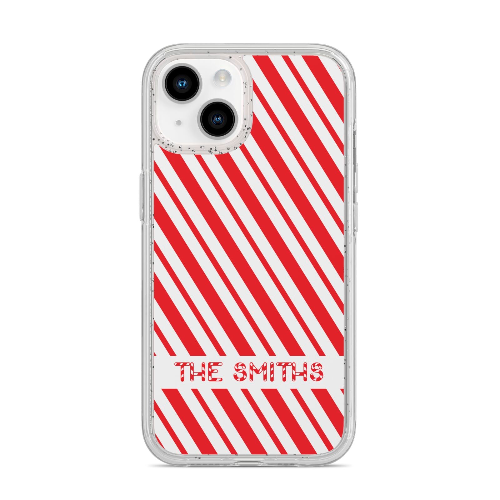 Candy Cane Personalised iPhone 14 Glitter Tough Case Starlight
