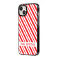 Candy Cane Personalised iPhone 14 Plus Black Impact Case Side Angle on Silver phone