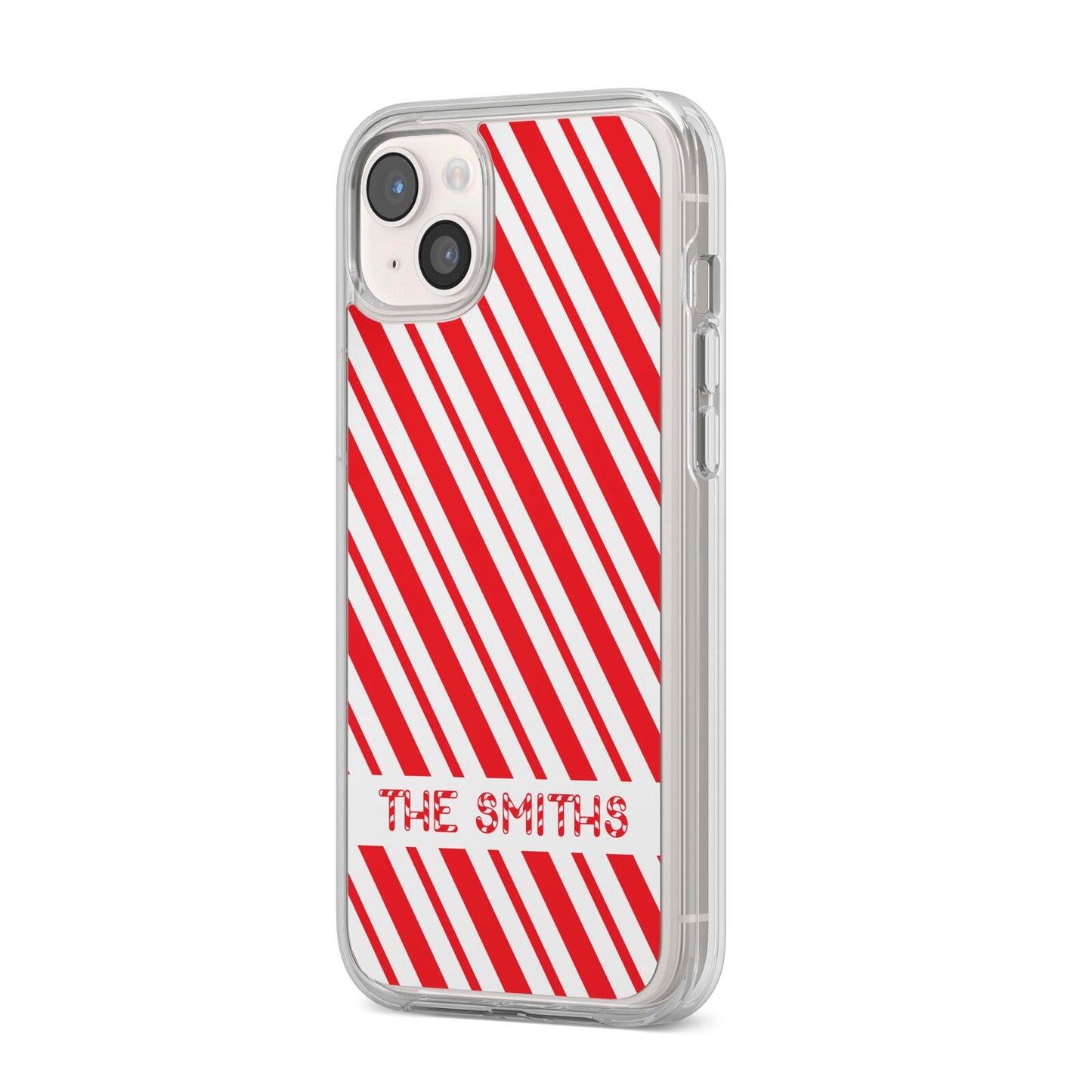 Candy Cane Personalised iPhone 14 Plus Clear Tough Case Starlight Angled Image
