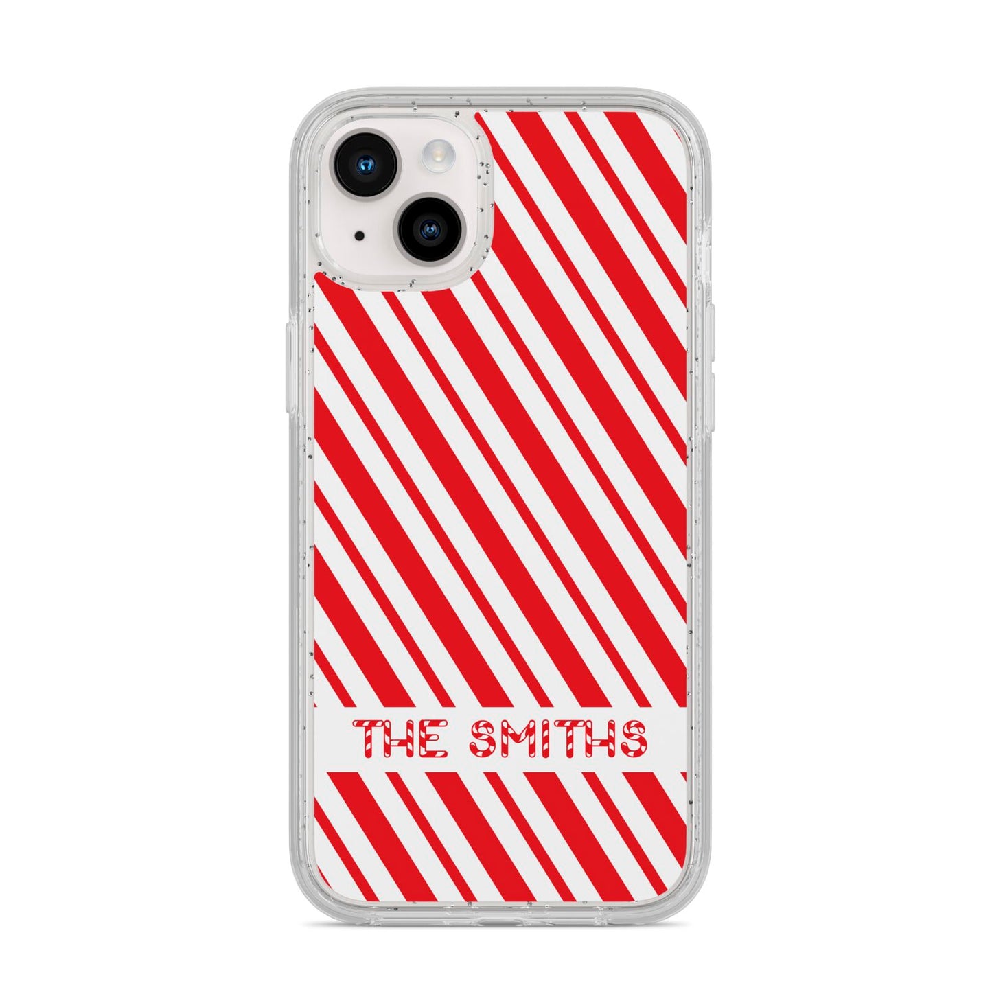 Candy Cane Personalised iPhone 14 Plus Glitter Tough Case Starlight