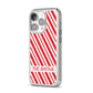 Candy Cane Personalised iPhone 14 Pro Clear Tough Case Silver Angled Image