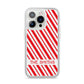 Candy Cane Personalised iPhone 14 Pro Clear Tough Case Silver