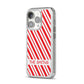 Candy Cane Personalised iPhone 14 Pro Glitter Tough Case Silver Angled Image
