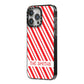 Candy Cane Personalised iPhone 14 Pro Max Black Impact Case Side Angle on Silver phone