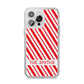 Candy Cane Personalised iPhone 14 Pro Max Clear Tough Case Silver