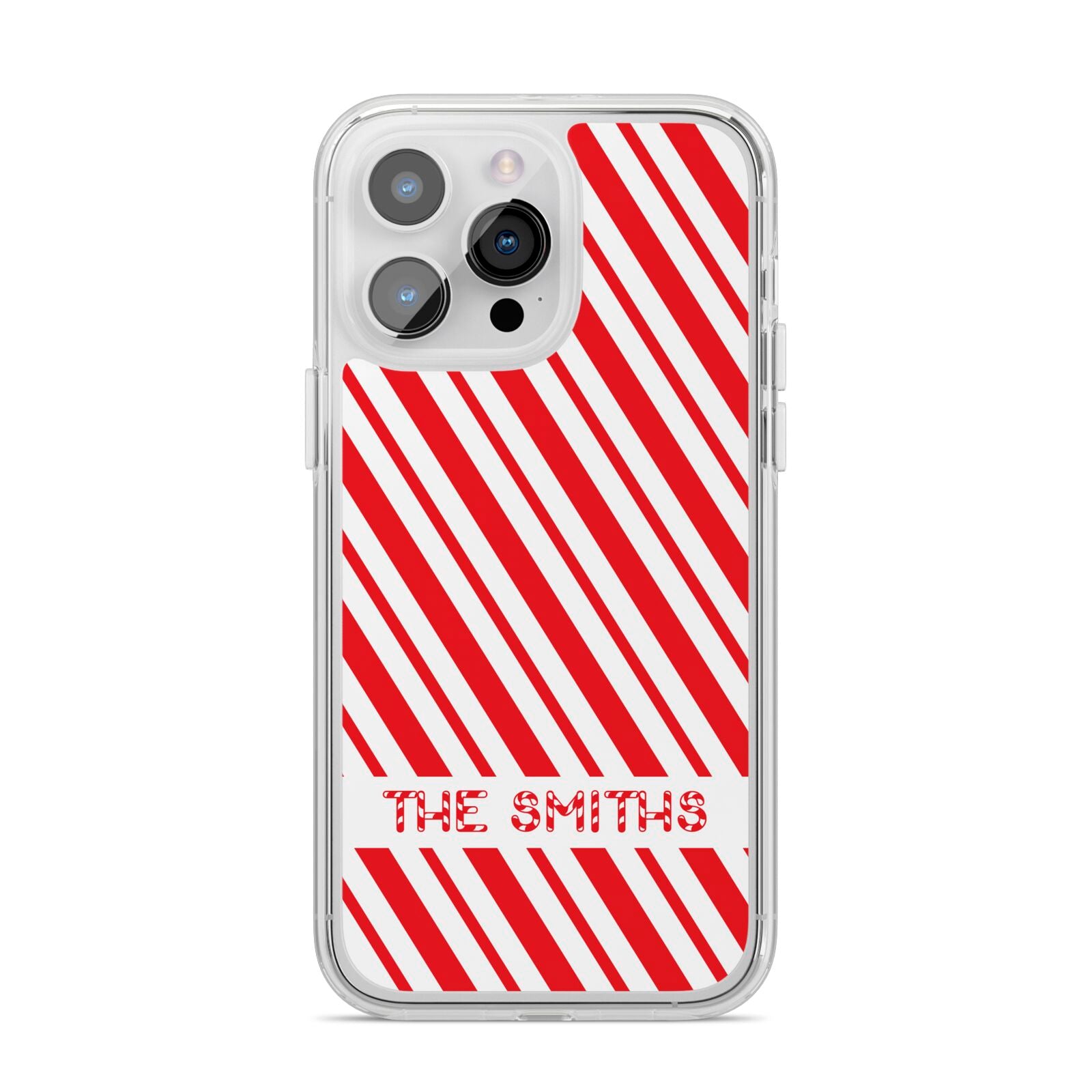 Candy Cane Personalised iPhone 14 Pro Max Clear Tough Case Silver