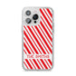 Candy Cane Personalised iPhone 14 Pro Max Glitter Tough Case Silver