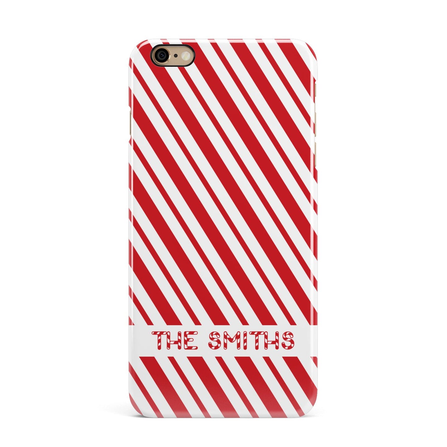 Candy Cane Personalised iPhone 6 Plus 3D Snap Case on Gold Phone
