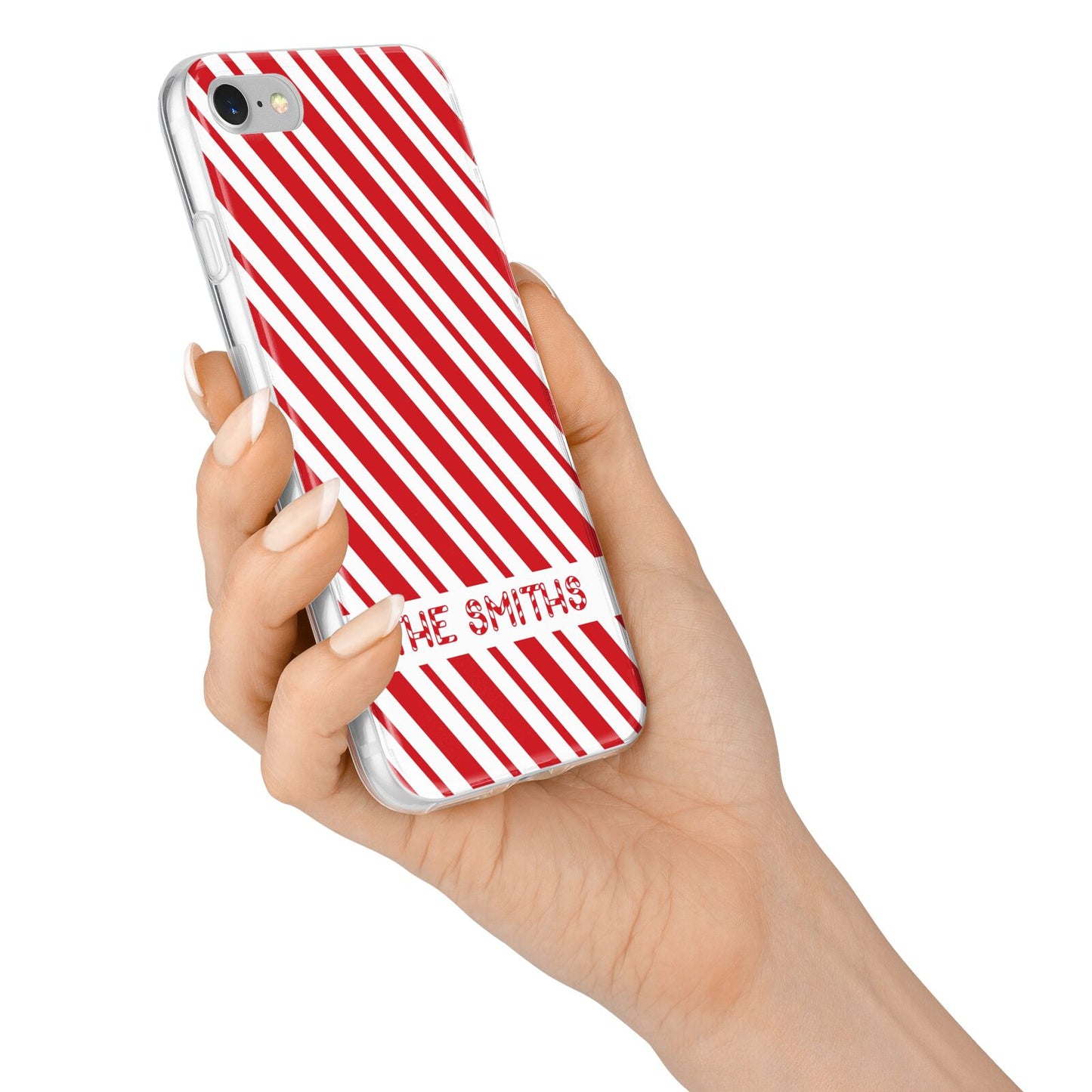 Candy Cane Personalised iPhone 7 Bumper Case on Silver iPhone Alternative Image